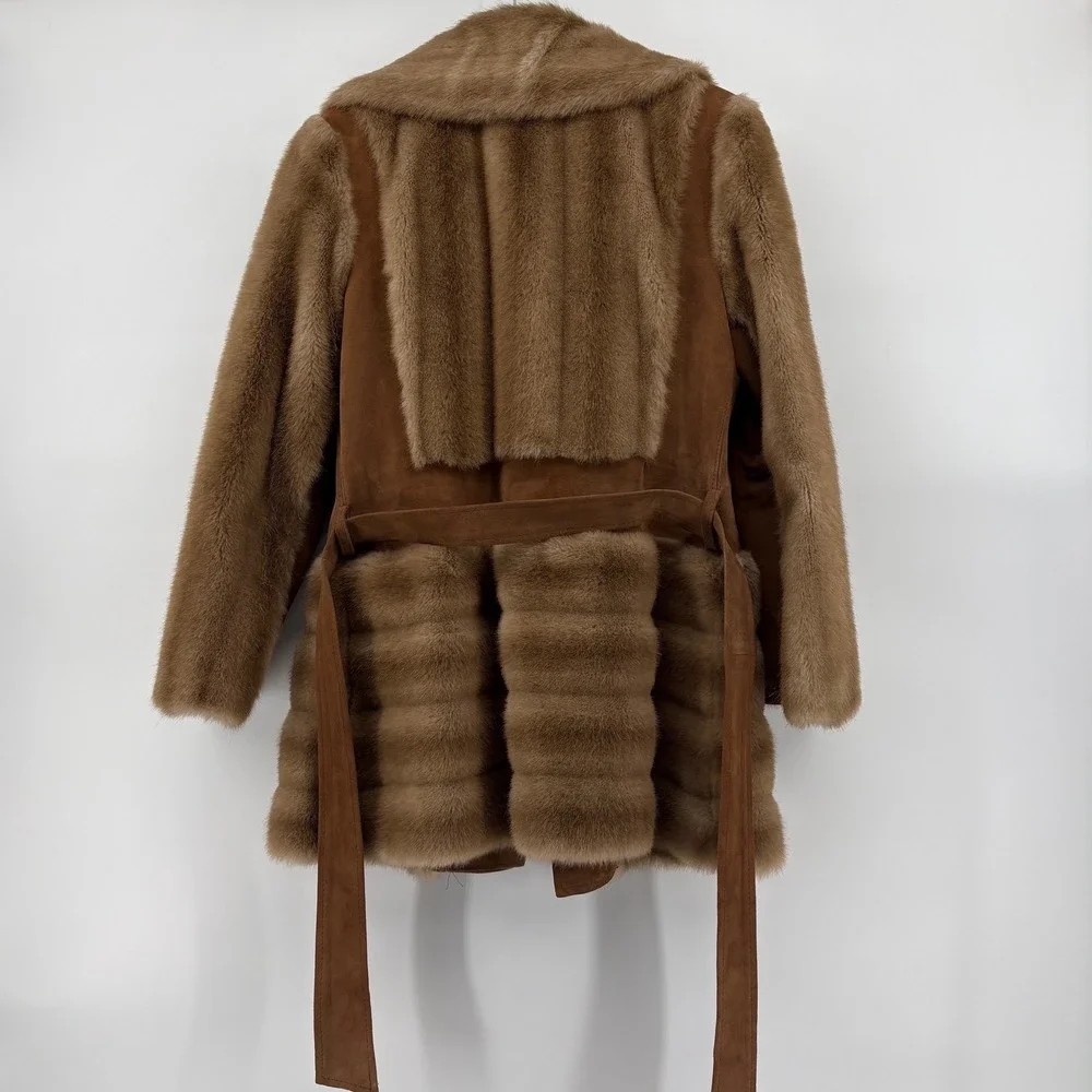 Vintage London Leathers by Lilli Ann Suede & Faux Fur Belted Jacket - Size Small - Picture 4 of 8